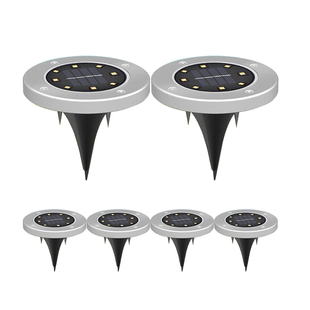 SunGlow 8-LED Solar Disk Lights - 6 Pack | Garden & Patio Lights - Styyler