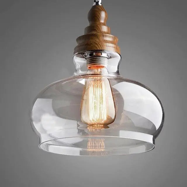 Lunari Nordic Glass & Wood Pendant Light | Designer Hanging Lamp - Styyler
