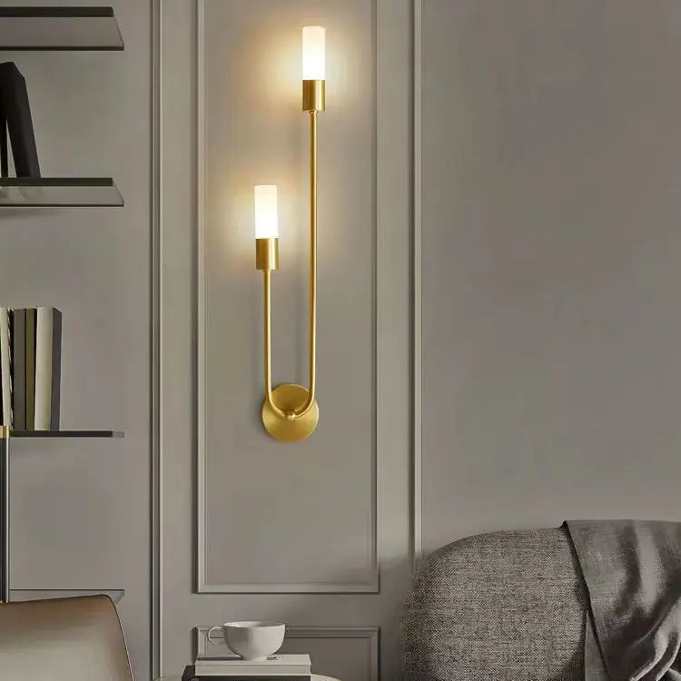 LAKO Modern Nordic Double-Head Wall Light | Gold Metal Bedroom Sconce