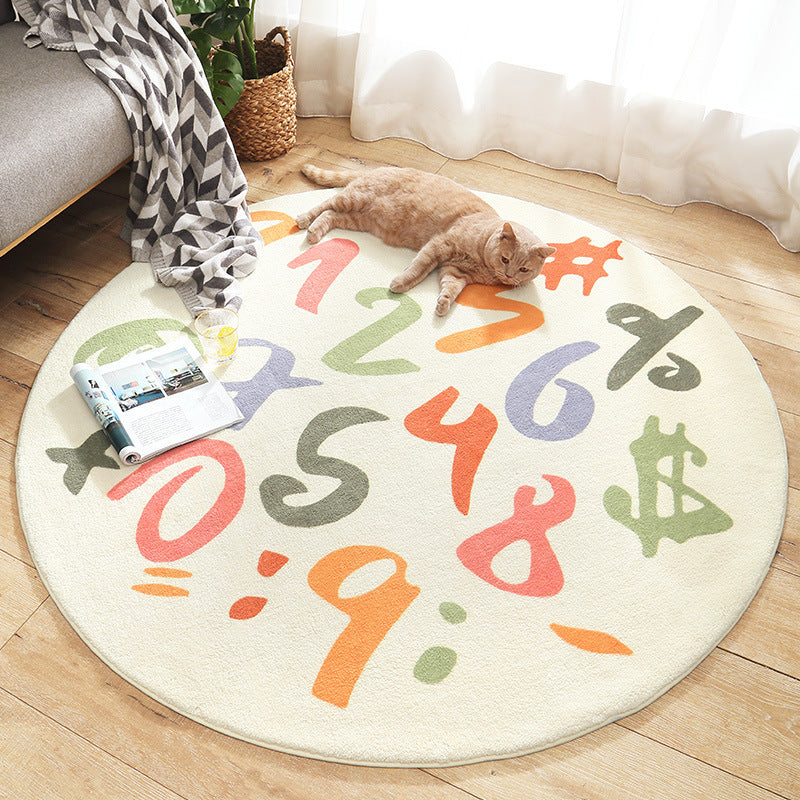 Number Fun Round Bedroom Rug | Machine Washable Play Mat - Styyler