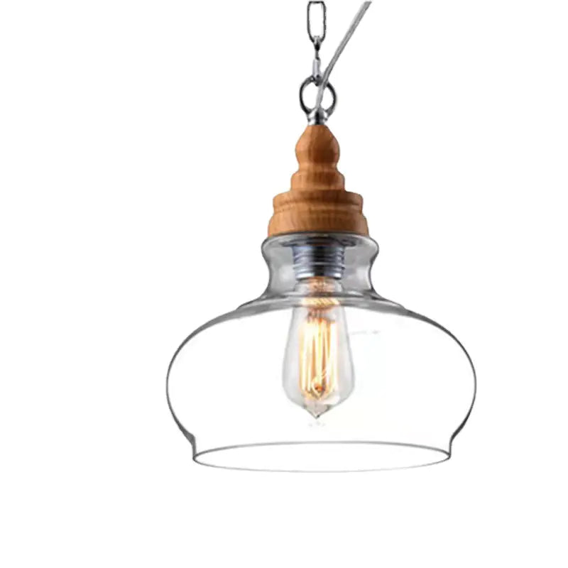 Lunari Nordic Glass & Wood Pendant Light | Designer Hanging Lamp - Styyler
