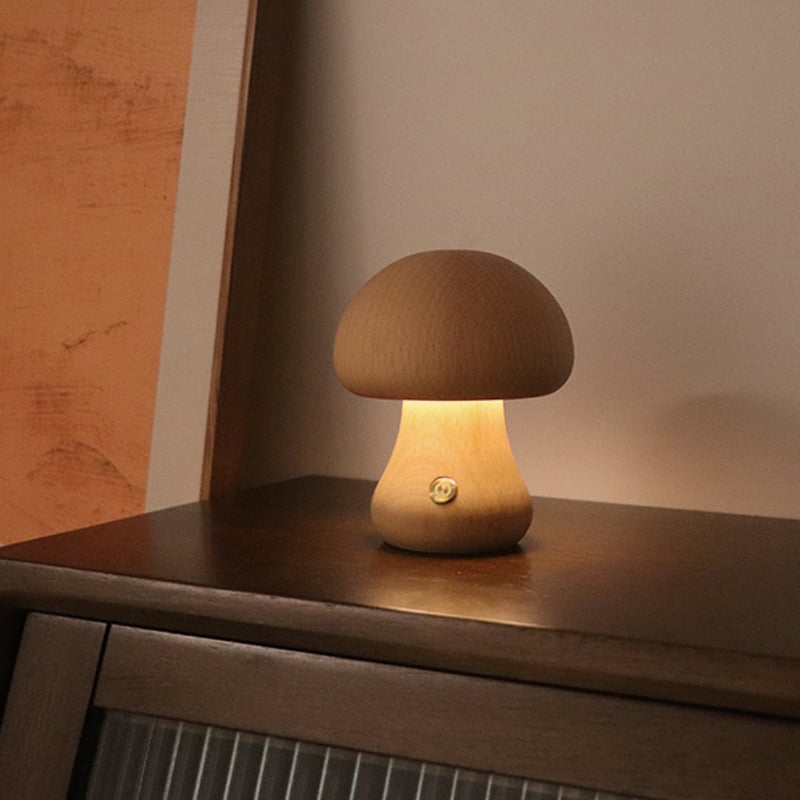 Myka Wooden Mushroom Table Lamp - Touch-Sensitive - Styyler
