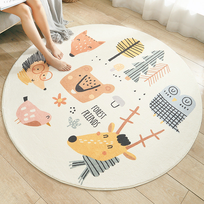 Forest Friends Rug | Machine Washable | Round Kids Play Mat - Styyler