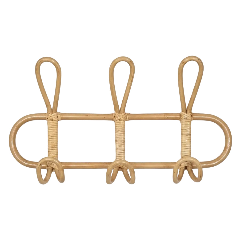 Aesthetic | Boho 5-Hook Rattan Wall Hooks for Stylish Hallway Storage