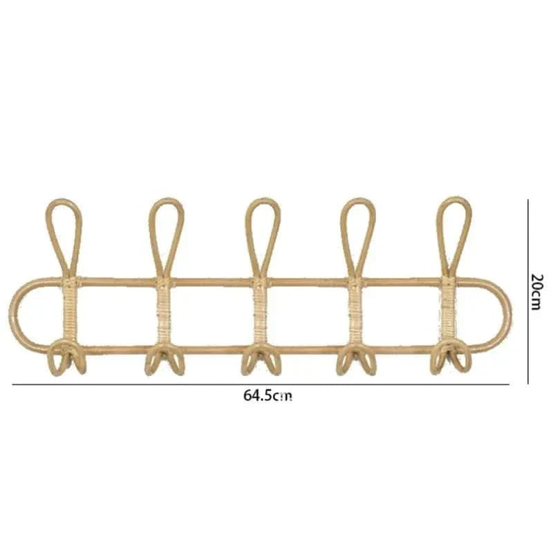 Aesthetic | Boho 5-Hook Rattan Wall Hooks for Stylish Hallway Storage
