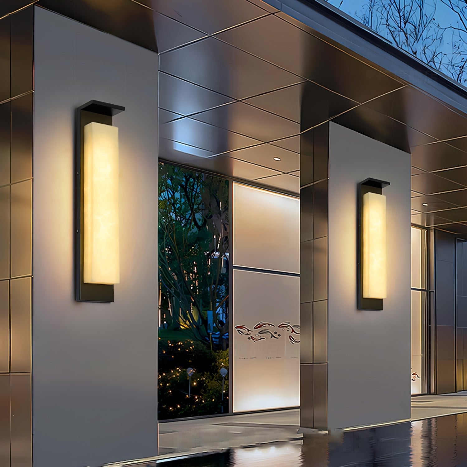 AlabasterGlow | Durable Elegant Outdoor Wall Lantern for Gardens 2