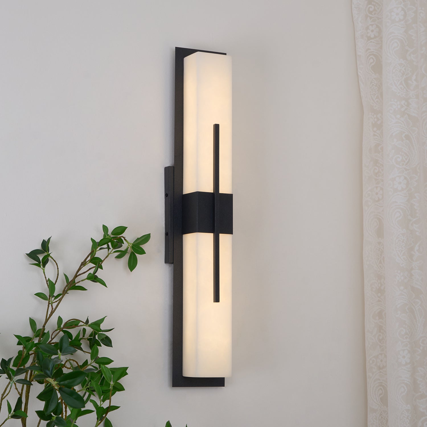 AlabasterGlow | Stylish Modern Outdoor Wall Lantern Light Fixture 6