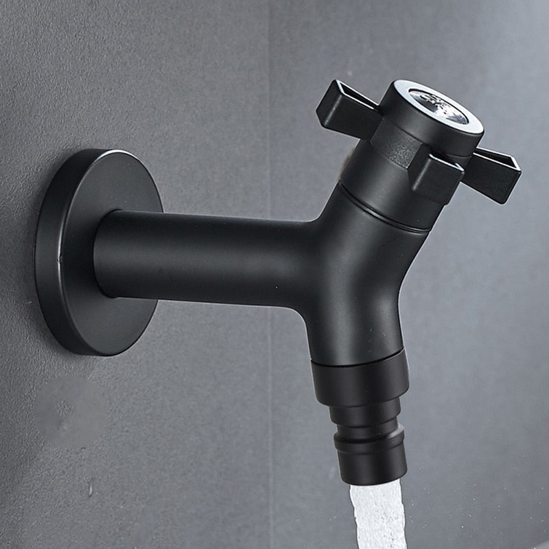 Alder Outdoor Tap in Black or Brushed Nickel - Durable Stainless Steel Garden Faucet with Wall-Mounted Design 1