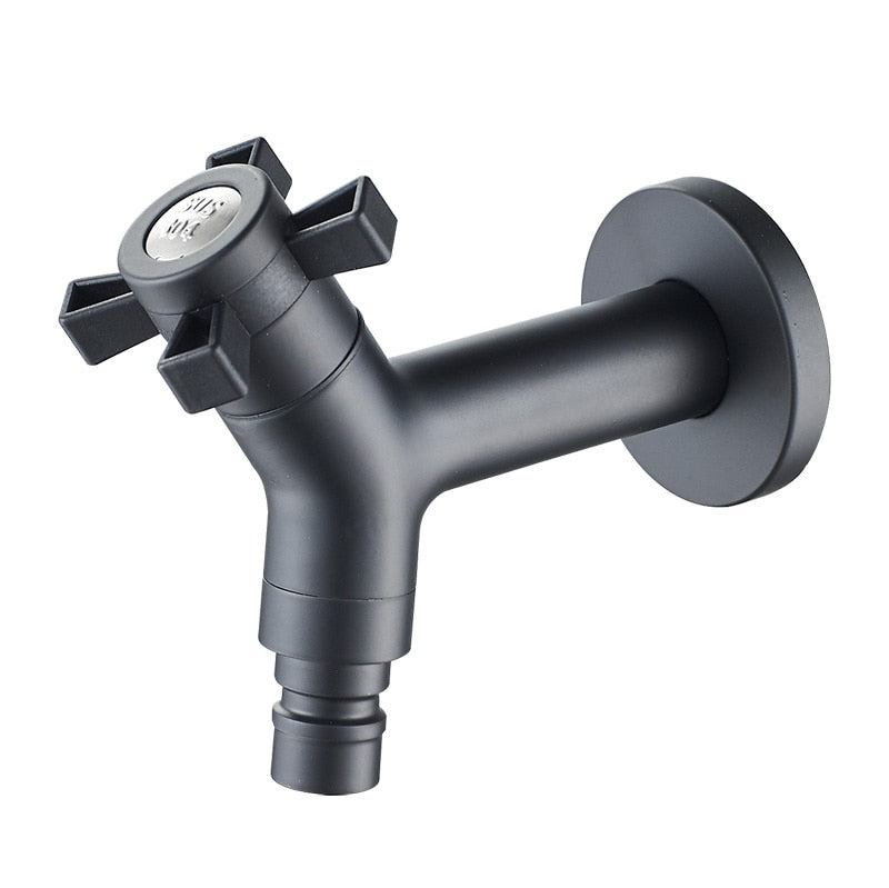 Alder Outdoor Tap in Black or Brushed Nickel - Durable Stainless Steel Garden Faucet with Wall-Mounted Design 2