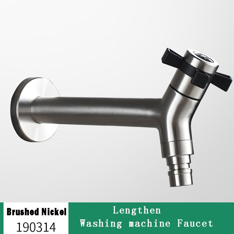 Alder Outdoor Tap in Black or Brushed Nickel - Durable Stainless Steel Garden Faucet with Wall-Mounted Design 6