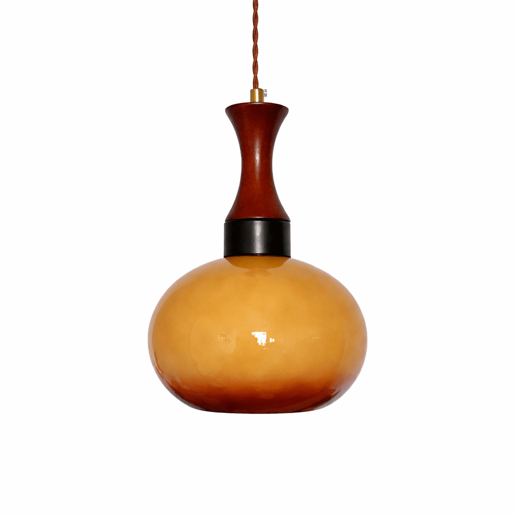 AmberGlow | Elegant Vintage Amber Glass Kitchen Pendant Lighting 0