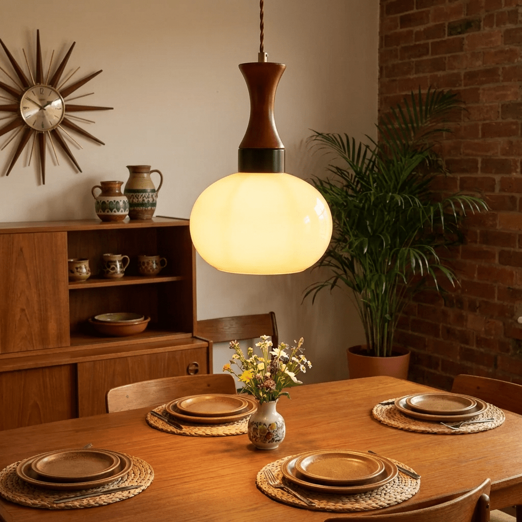 AmberGlow | Elegant Vintage Amber Glass Kitchen Pendant Lighting 5