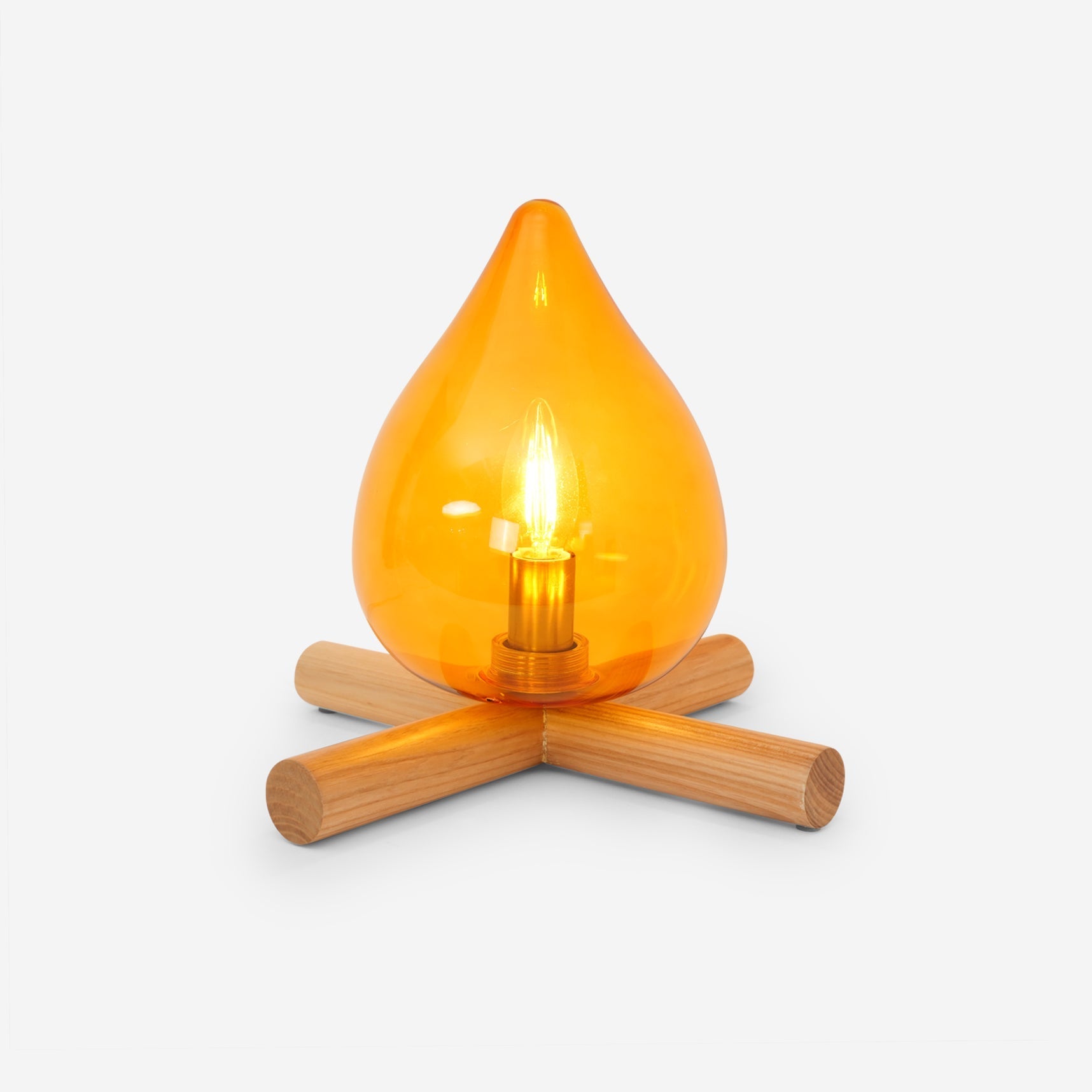 Artistic Table Lamp with Hand-Blown Glass Shade and Wooden Base, 30cm Bedside or Desk Lamp for Bedroom Decor 1