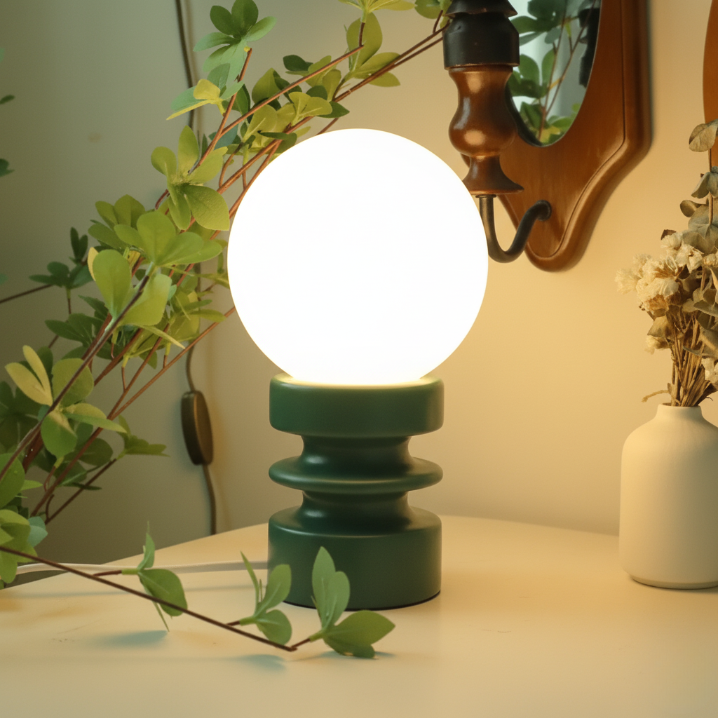 Ashford Table Lamp | Retro Chic Solid Wood & Glass Accent Light