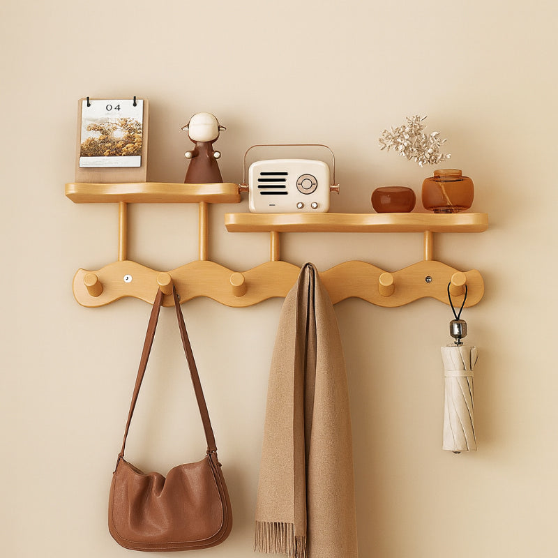 Avenix | Stylish Bamboo Wall Coat Rack for Entryway Organisation 2