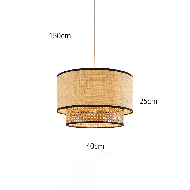 Bohemian Raffia Pendant Lamp with Black Trim | Rustic Chic Lighting for Living Room and Bedroom - Styyler