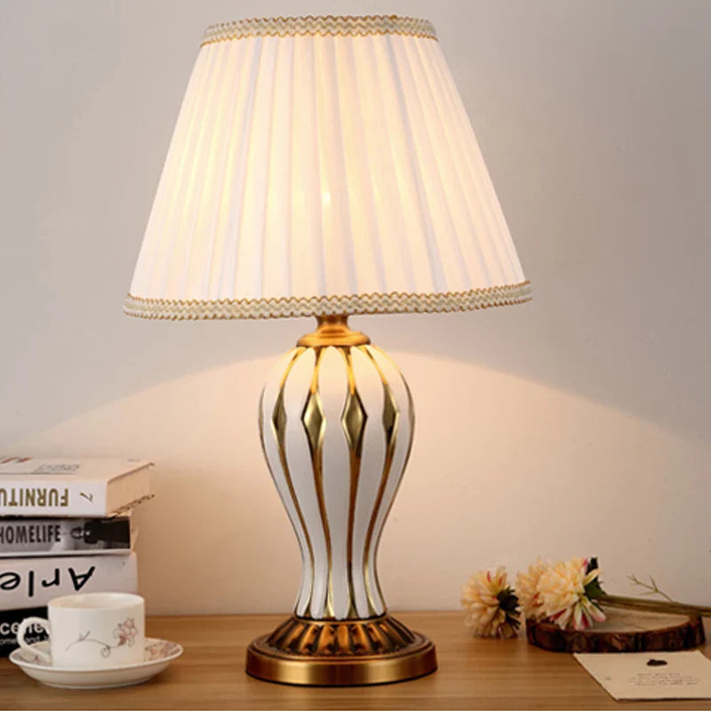 CéraLum Desk Lamp - Hand-Painted Blue Ceramic, Antique Design for Living Room & Bedroom 2