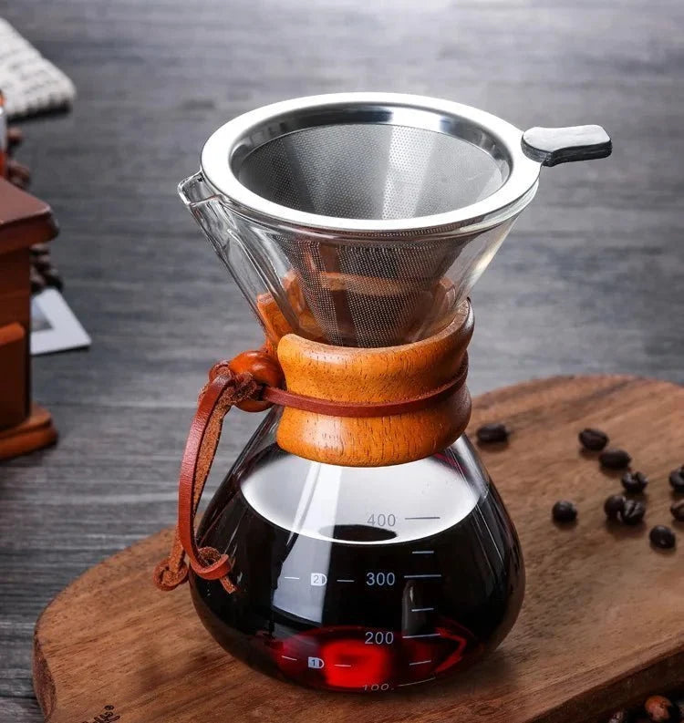 Chemex Glass Coffee Pot with Hario V60 Dripper Set for Precise Brewing – Heat-Resistant, Multiple Servings, Elegant Design 0
