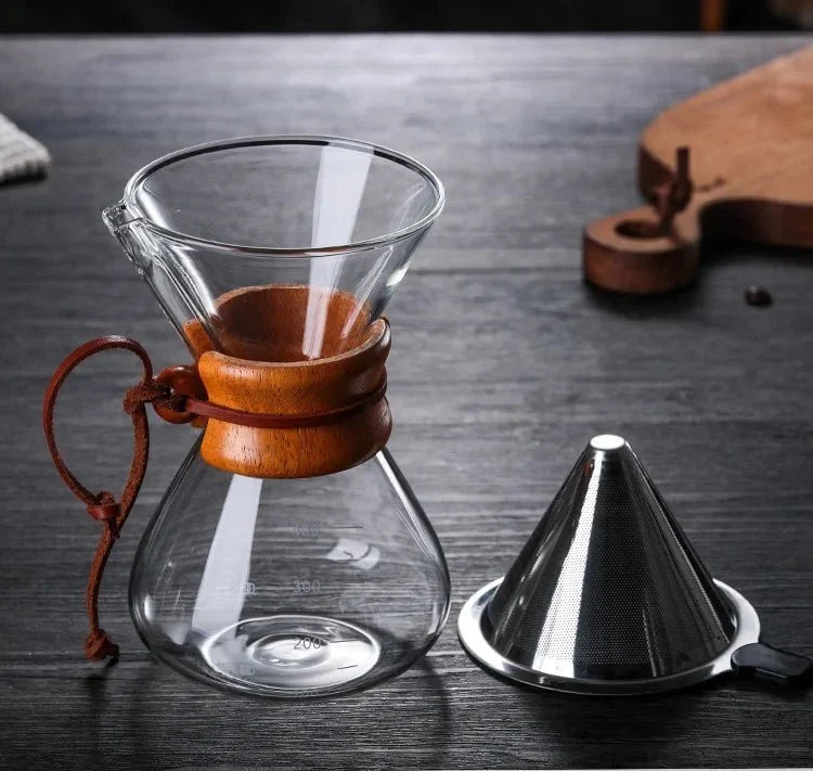 Chemex Glass Coffee Pot with Hario V60 Dripper Set for Precise Brewing – Heat-Resistant, Multiple Servings, Elegant Design 2
