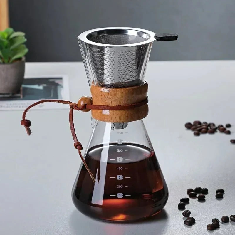Chemex Glass Coffee Pot with Hario V60 Dripper Set for Precise Brewing – Heat-Resistant, Multiple Servings, Elegant Design 3