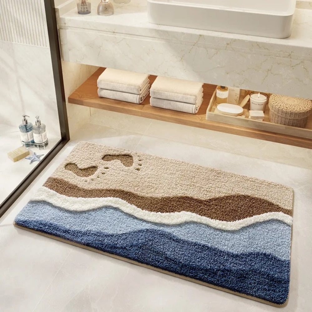 Coastal Charm | Bath Mat with Non-Slip Backing & Soft Flocking | Absorbent Bathroom Mat for Comfort 1