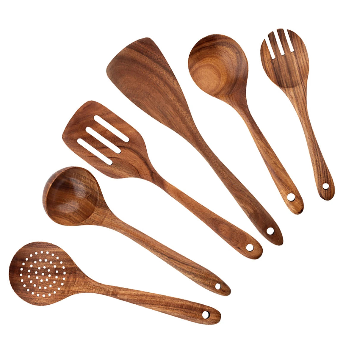 Cookara | Wooden Cooking Utensils Set with Storage Bucket for Home Cooking Essentials 10