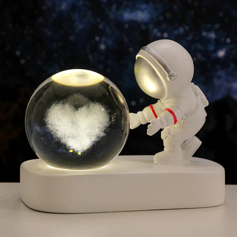 CosmicSphere | Enchanting LED Astronaut Night Light with Crystal Ball 0