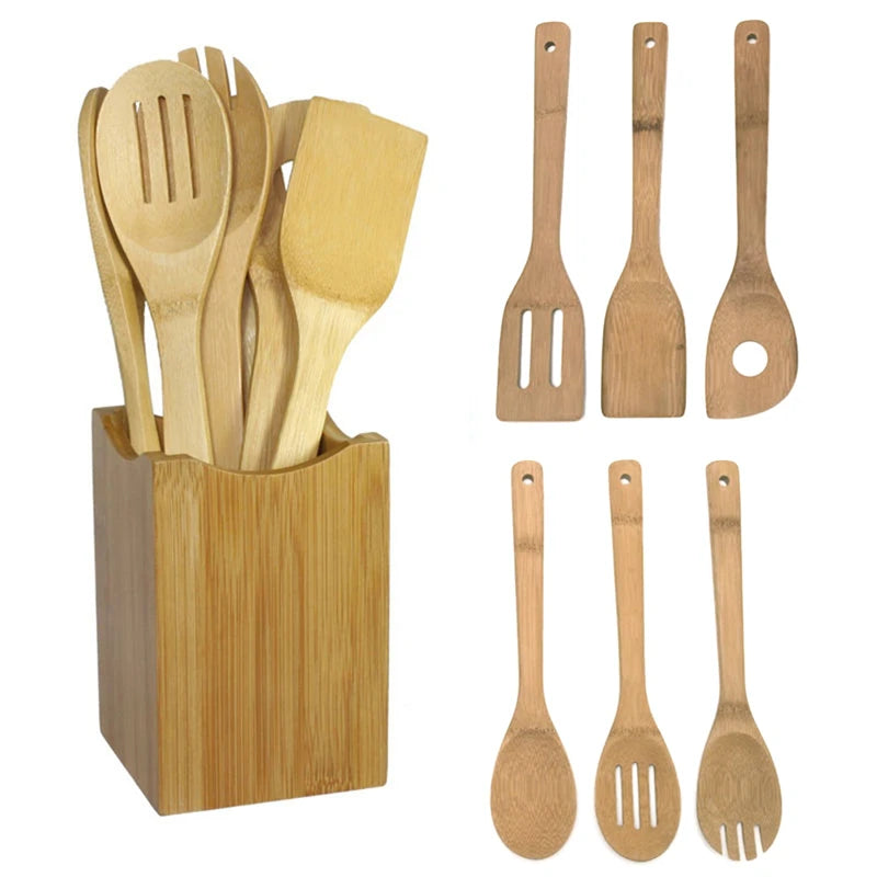 Eco-Friendly Kitchen Utensil Set | 6-Piece Bamboo Cooking Tools for Effortless Meal Prep 0