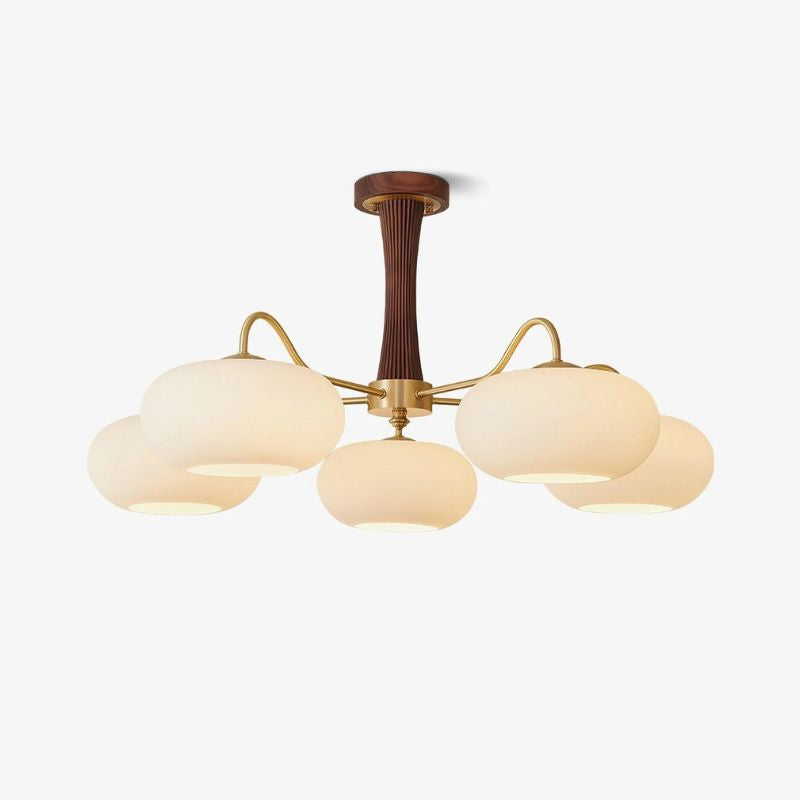 Elaris | Brass and Wood Chandelier for Elegant Dining Spaces