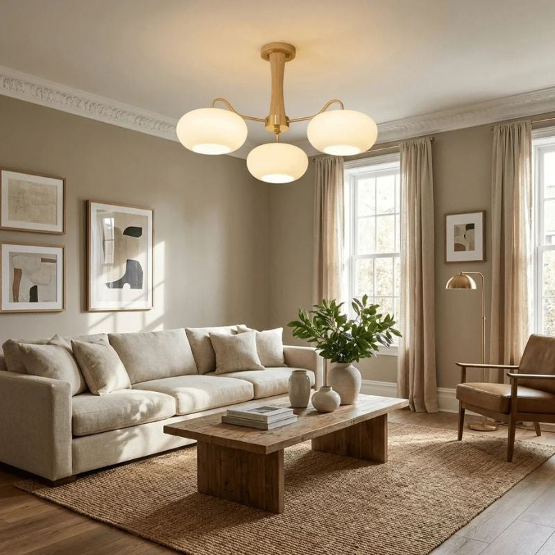 Elaris | Brass and Wood Chandelier for Elegant Dining Spaces