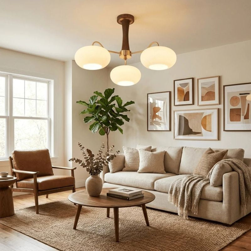 Elaris | Brass and Wood Chandelier for Elegant Dining Spaces