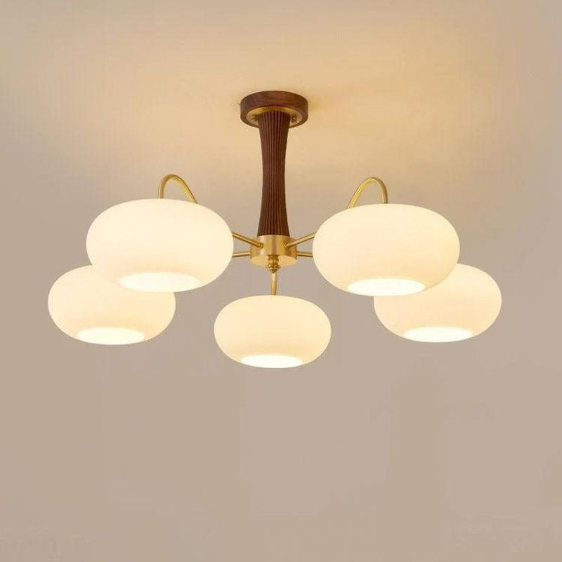 Elaris | Brass and Wood Chandelier for Elegant Dining Spaces