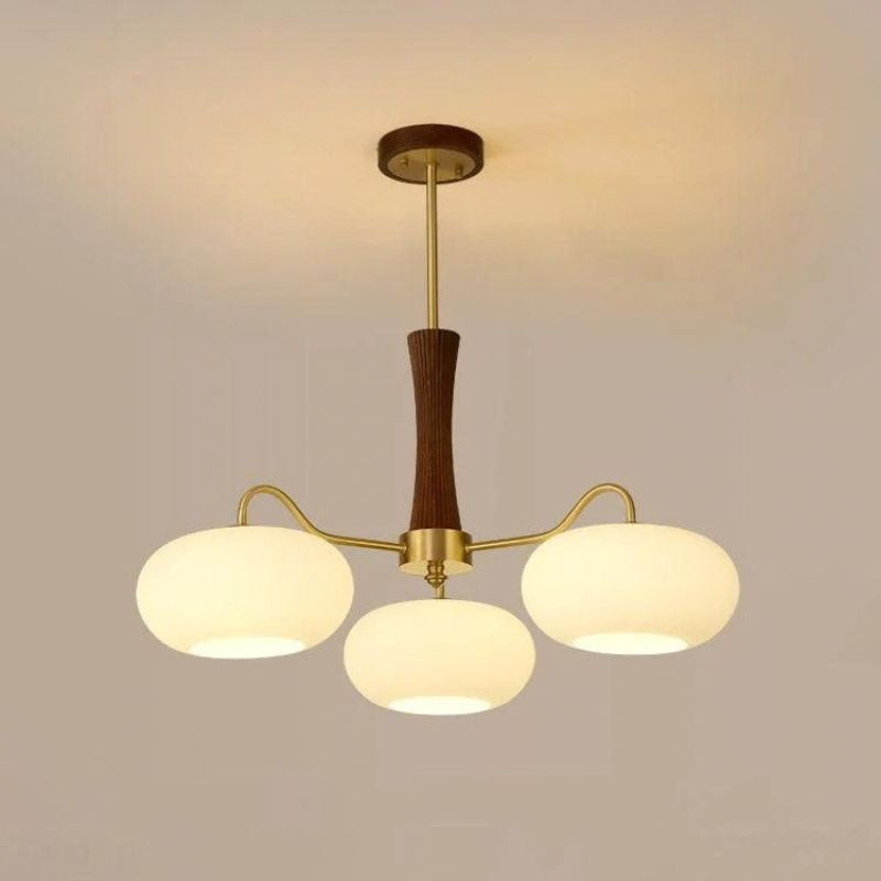 Elaris | Brass and Wood Chandelier for Elegant Dining Spaces