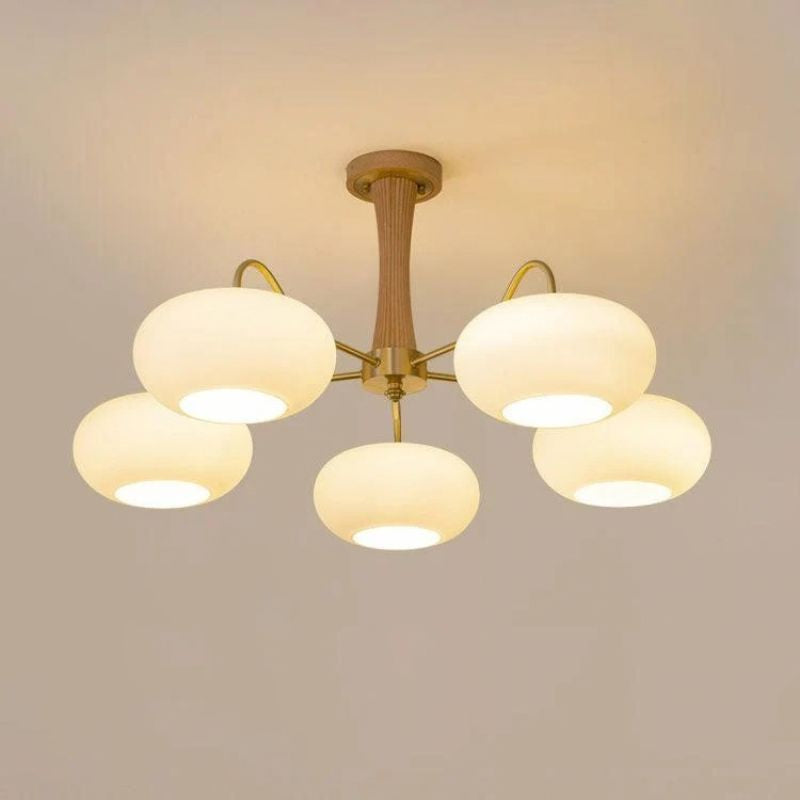 Elaris | Brass and Wood Chandelier for Elegant Dining Spaces