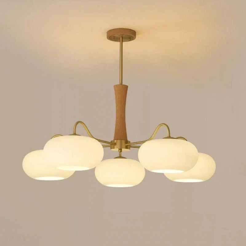 Elaris | Brass and Wood Chandelier for Elegant Dining Spaces