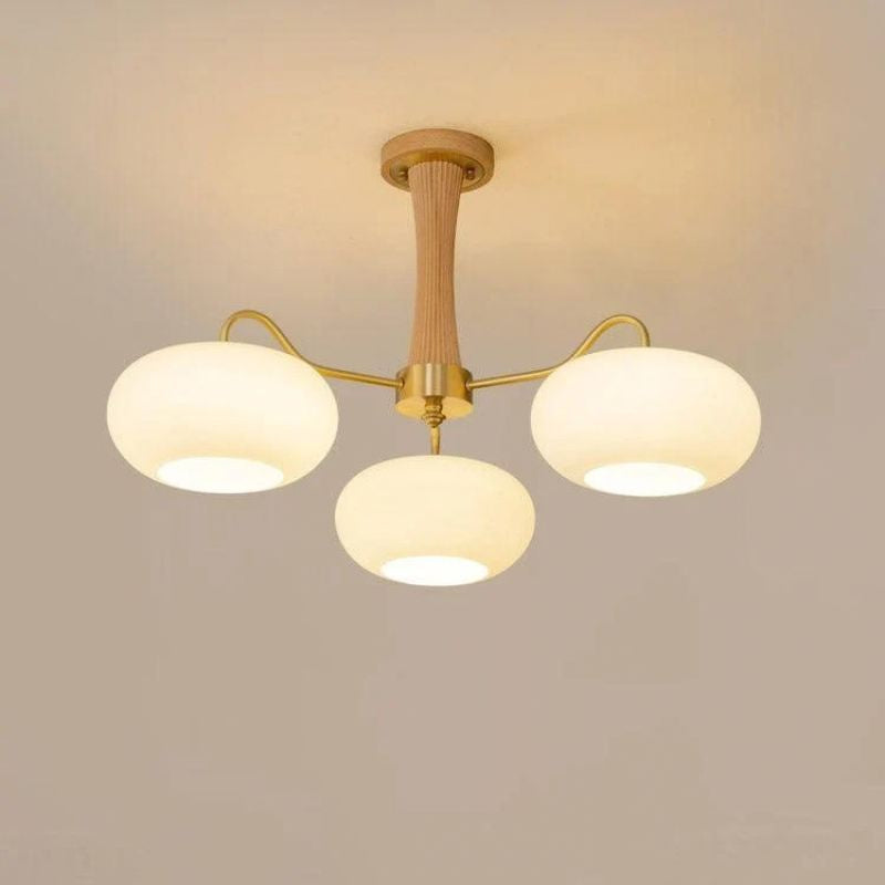 Elaris | Brass and Wood Chandelier for Elegant Dining Spaces