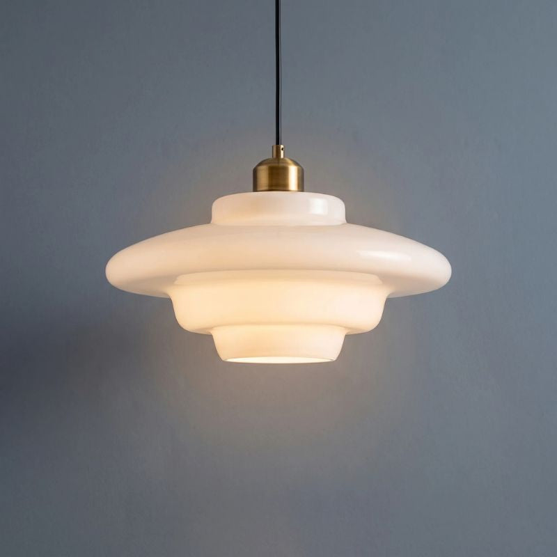 Elaron | Glass Pendant Light with Brass Neck for Kitchen Islands