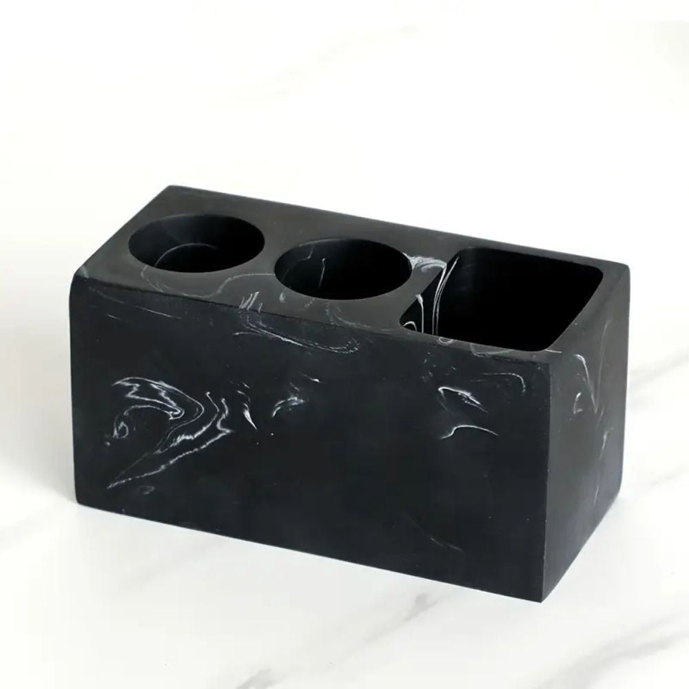 Elegant Resin Bathroom Toothbrush Holder with Soft Curves | Stylish Organizer for Tidy Spaces 0