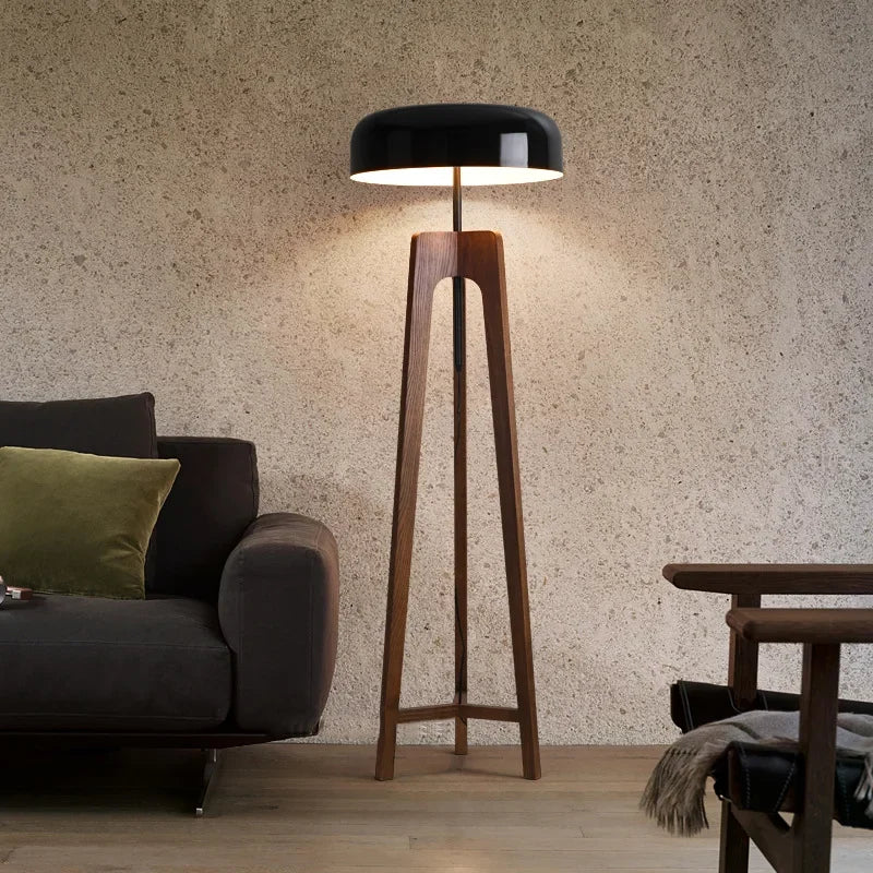 Elenorra | Elegant Walnut Wood Table & Floor Lamp with LED Lights 0