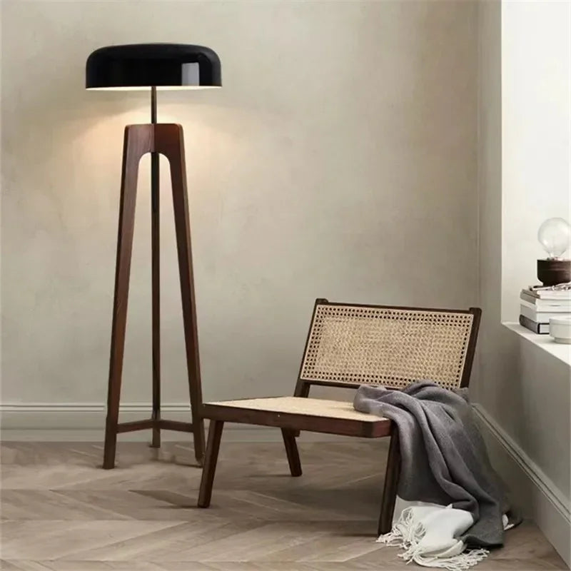 Elenorra | Elegant Walnut Wood Table & Floor Lamp with LED Lights 2