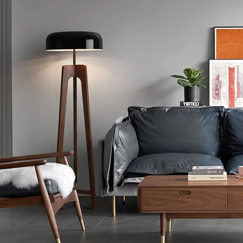 Elenorra | Elegant Walnut Wood Table & Floor Lamp with LED Lights 4