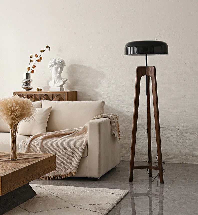 Elenorra | Elegant Walnut Wood Table & Floor Lamp with LED Lights 5