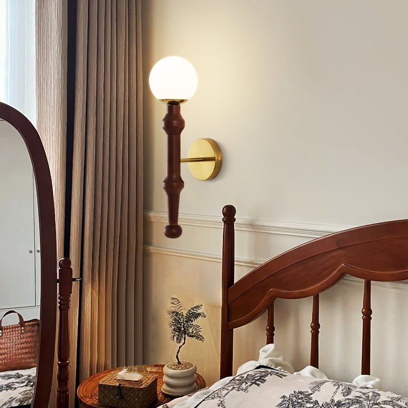 Elowen | Elegant Modern Wooden Wall Sconce with Opal Glass Shade 3