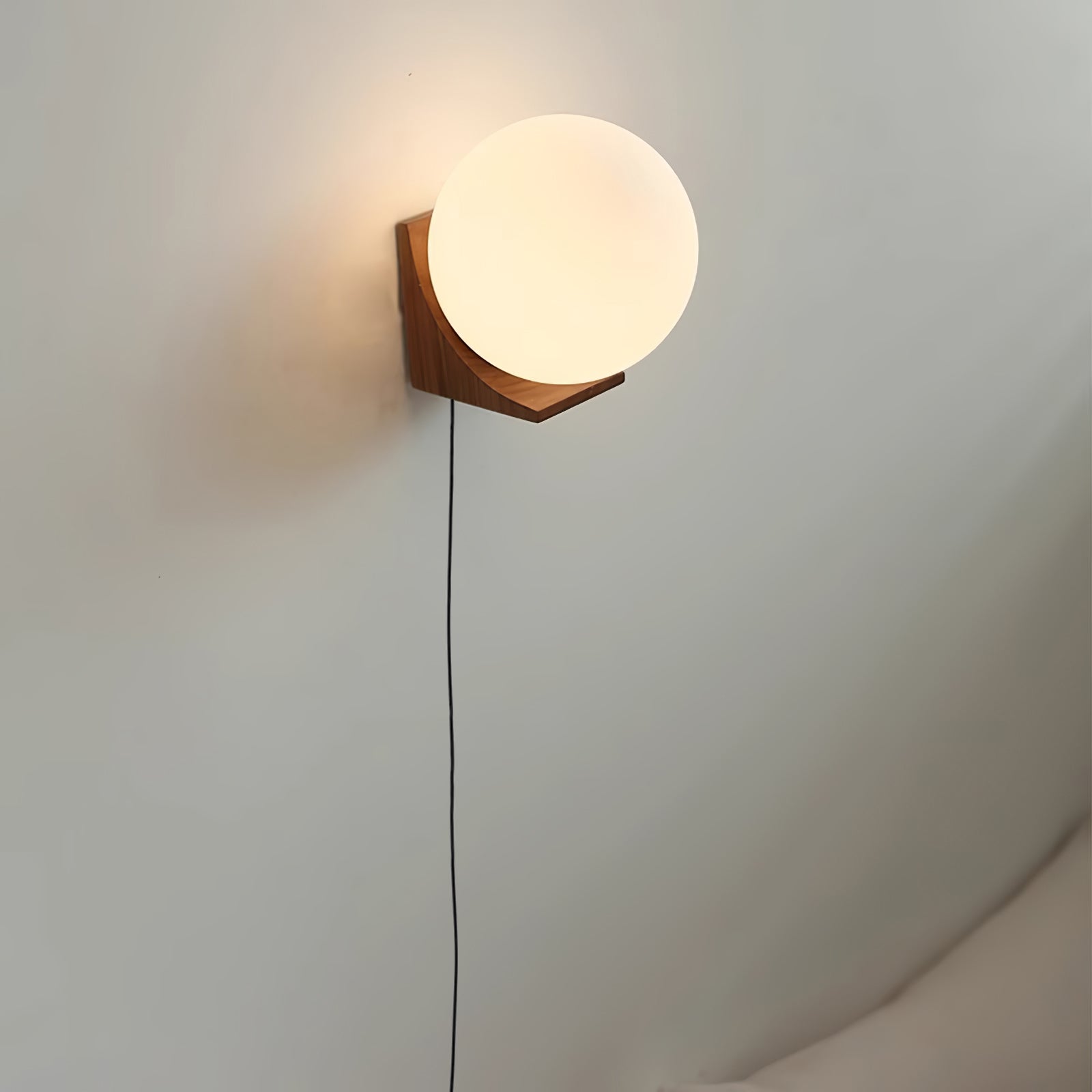 ElysianGlow | Stylish Modern Walnut Wall Sconce Lighting with Glass Shade 2