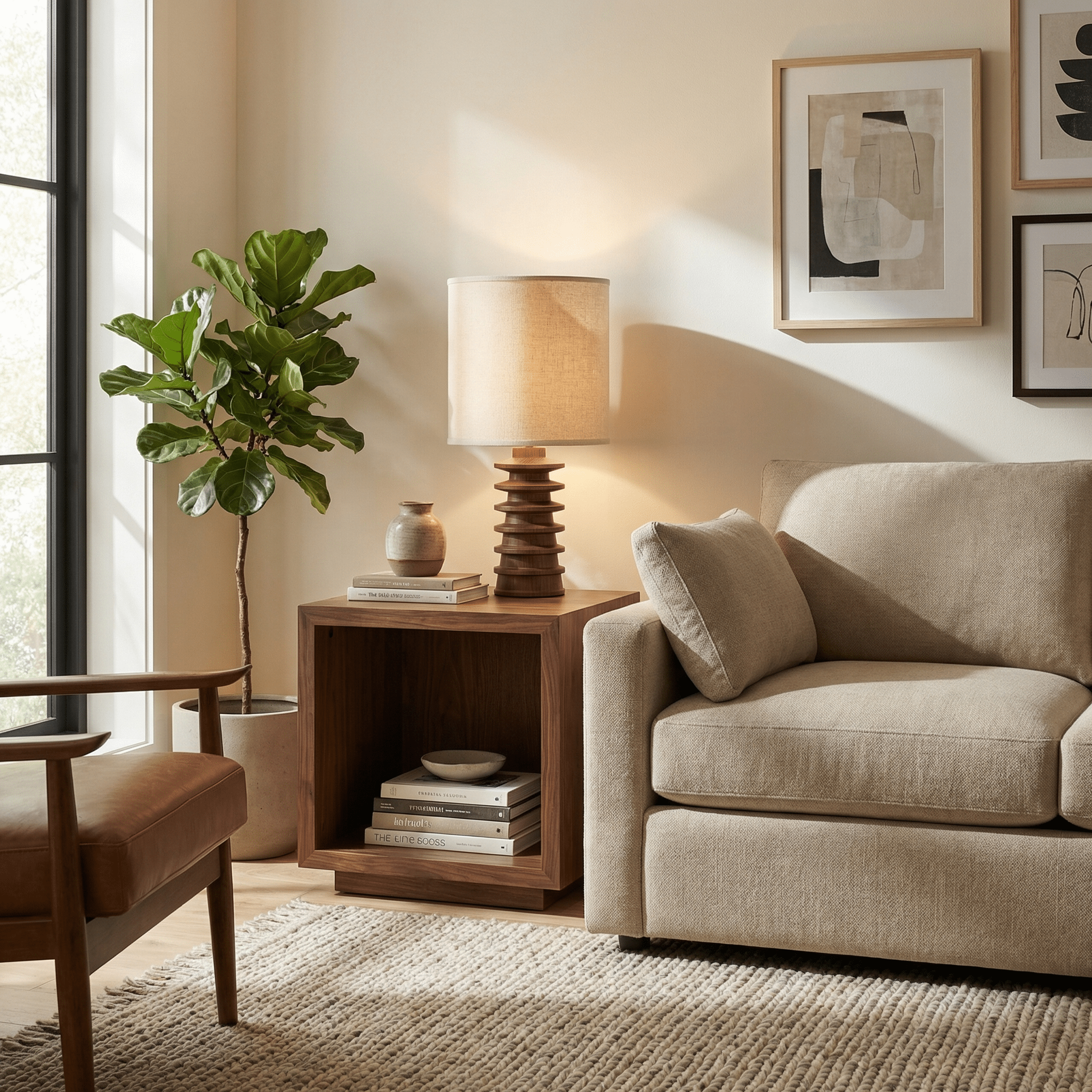 Equinox | Stylish Sculptural Wood Table Lamp for Bedroom Ambiance 2