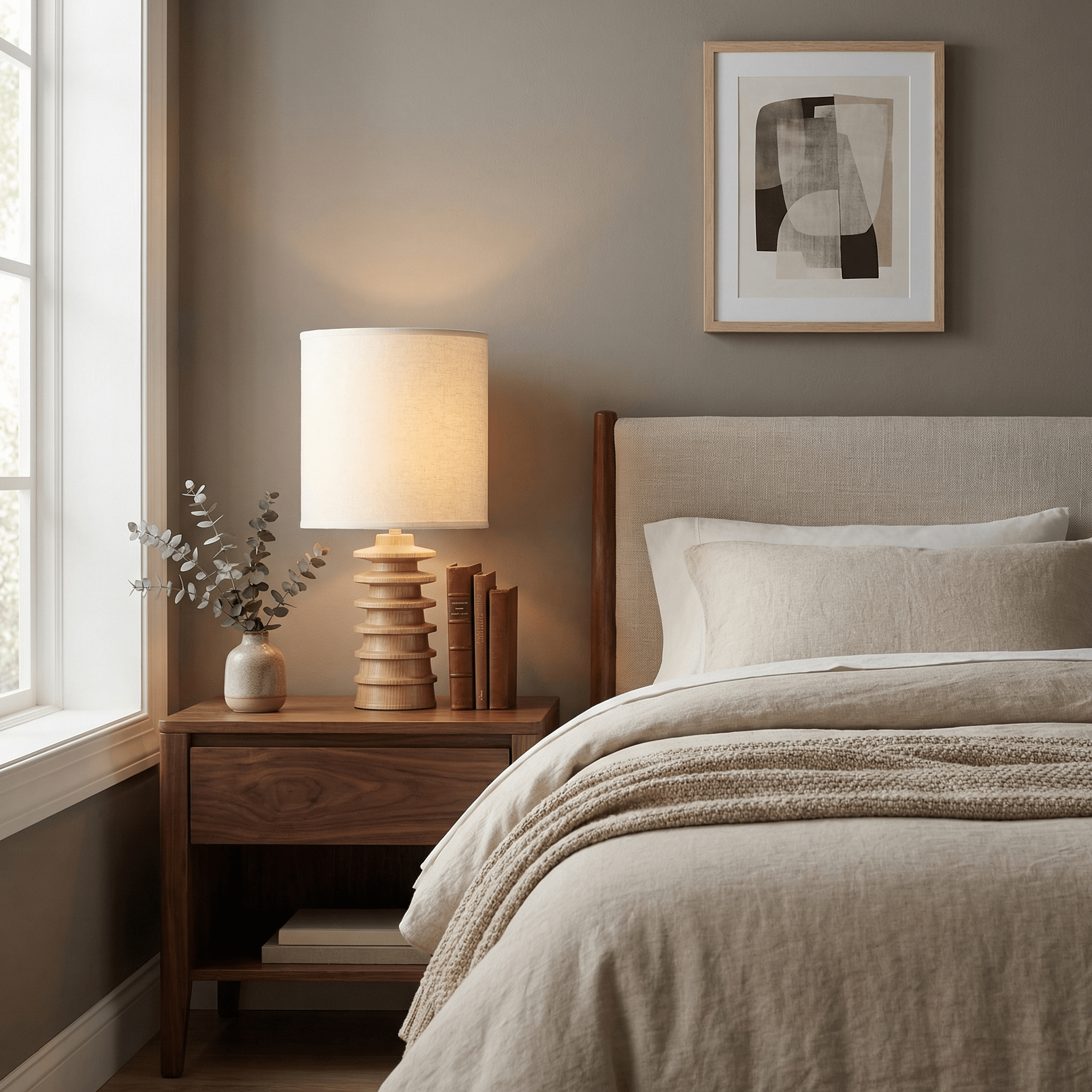 Equinox | Stylish Sculptural Wood Table Lamp for Bedroom Ambiance 3