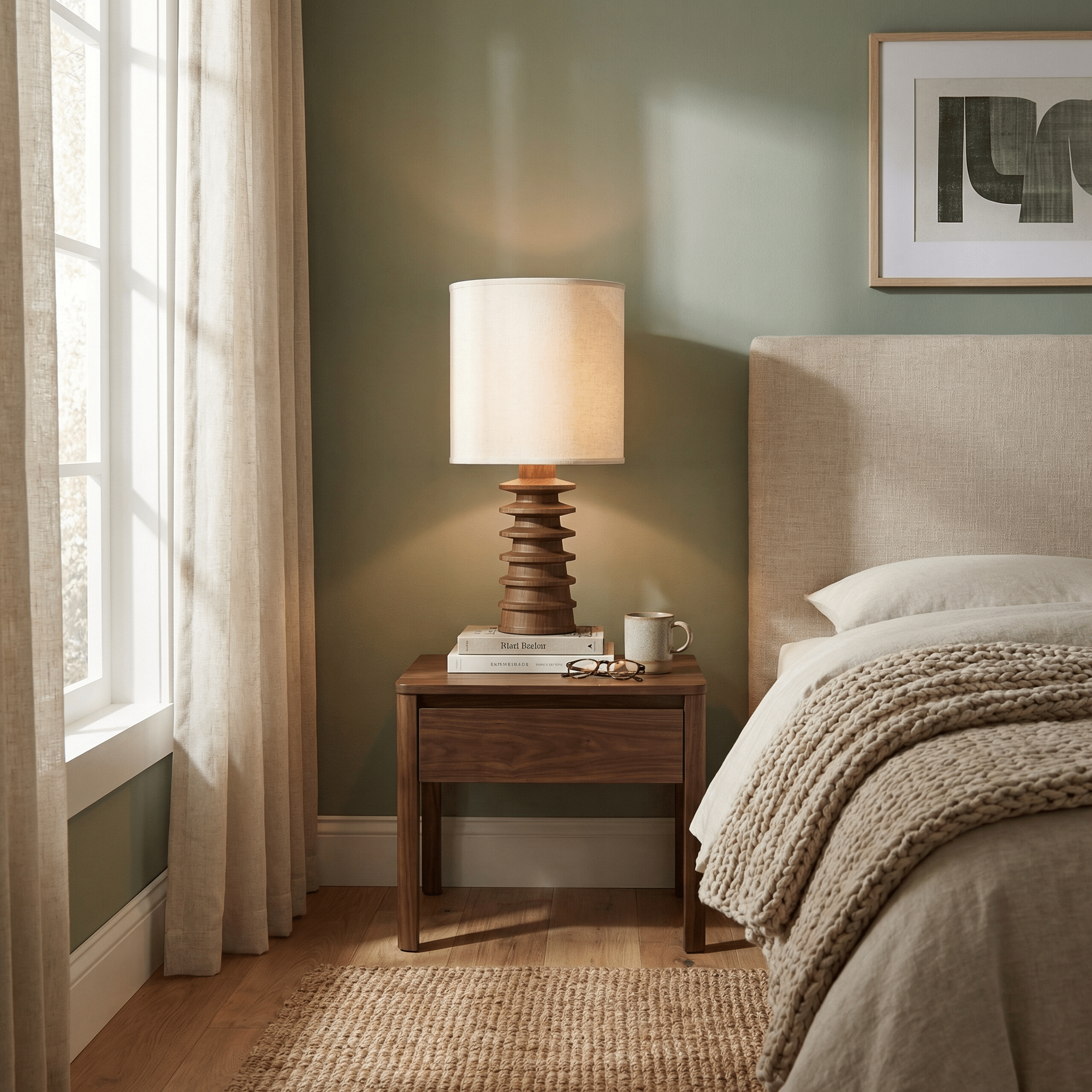 Equinox | Stylish Sculptural Wood Table Lamp for Bedroom Ambiance 5