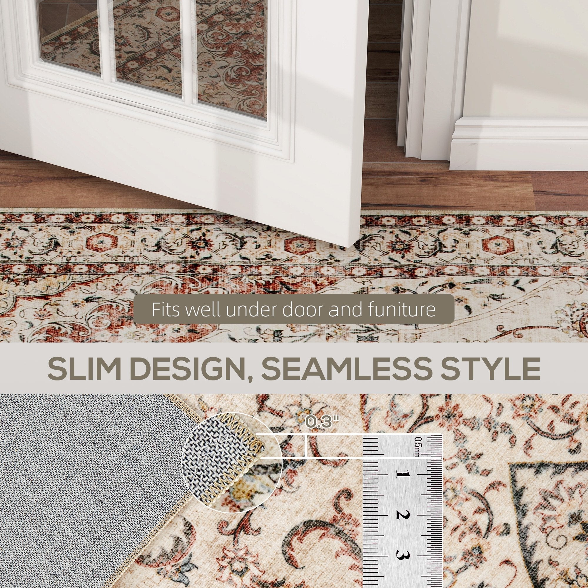 Firebrook Area Rug | Machine Washable Non-Slip Southwestern Rug