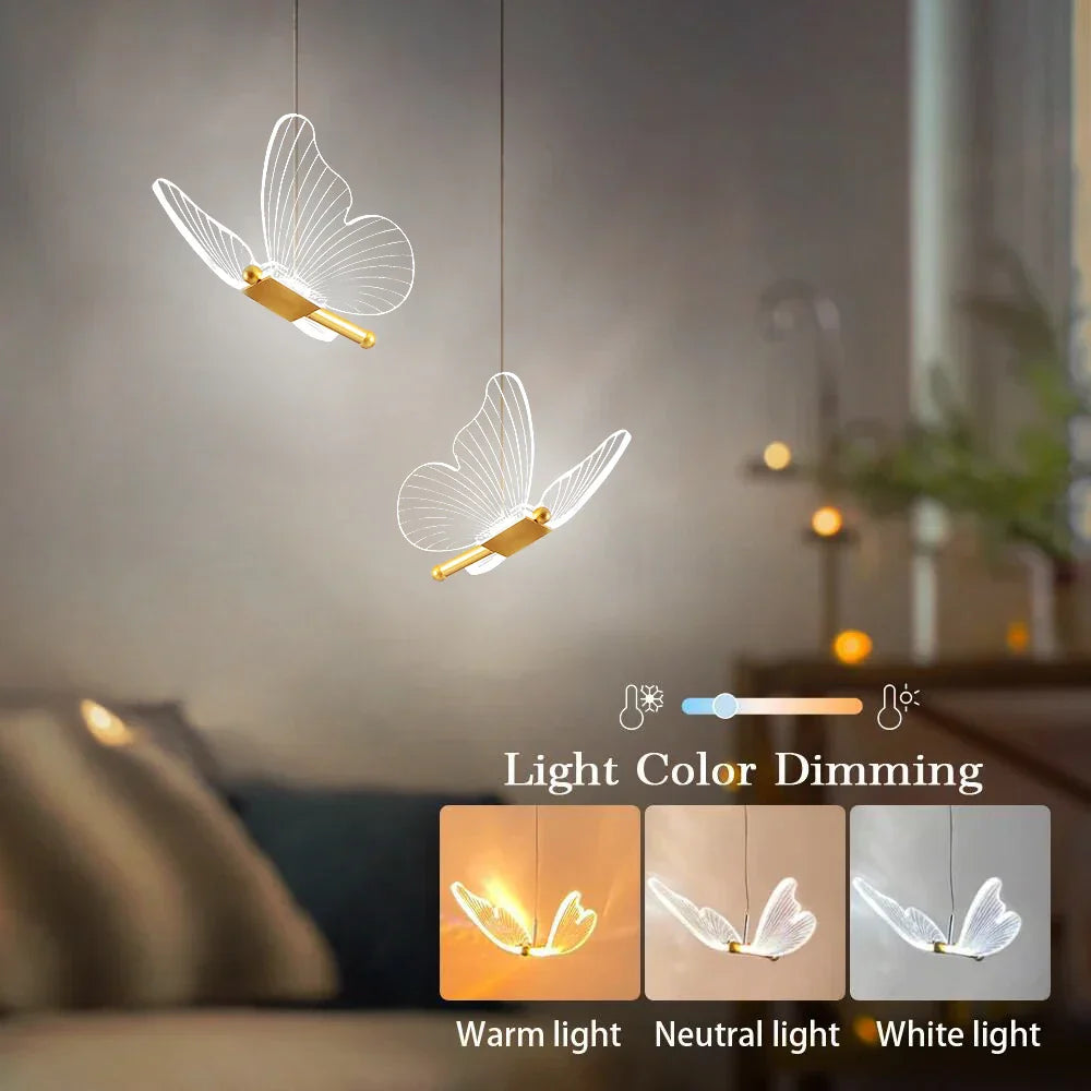 FlutterGlow | Elegant Playful LED Butterfly Pendant Lighting 2