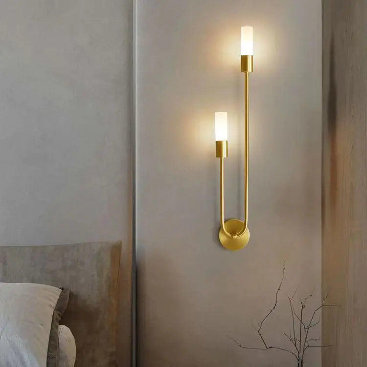 LAKO Modern Nordic Double-Head Wall Light | Gold Metal Bedroom Sconce